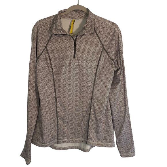 Lole 1/4 Zip Activewear Top Gray Print Thumb Holes Size Large - Picture 1 of 13